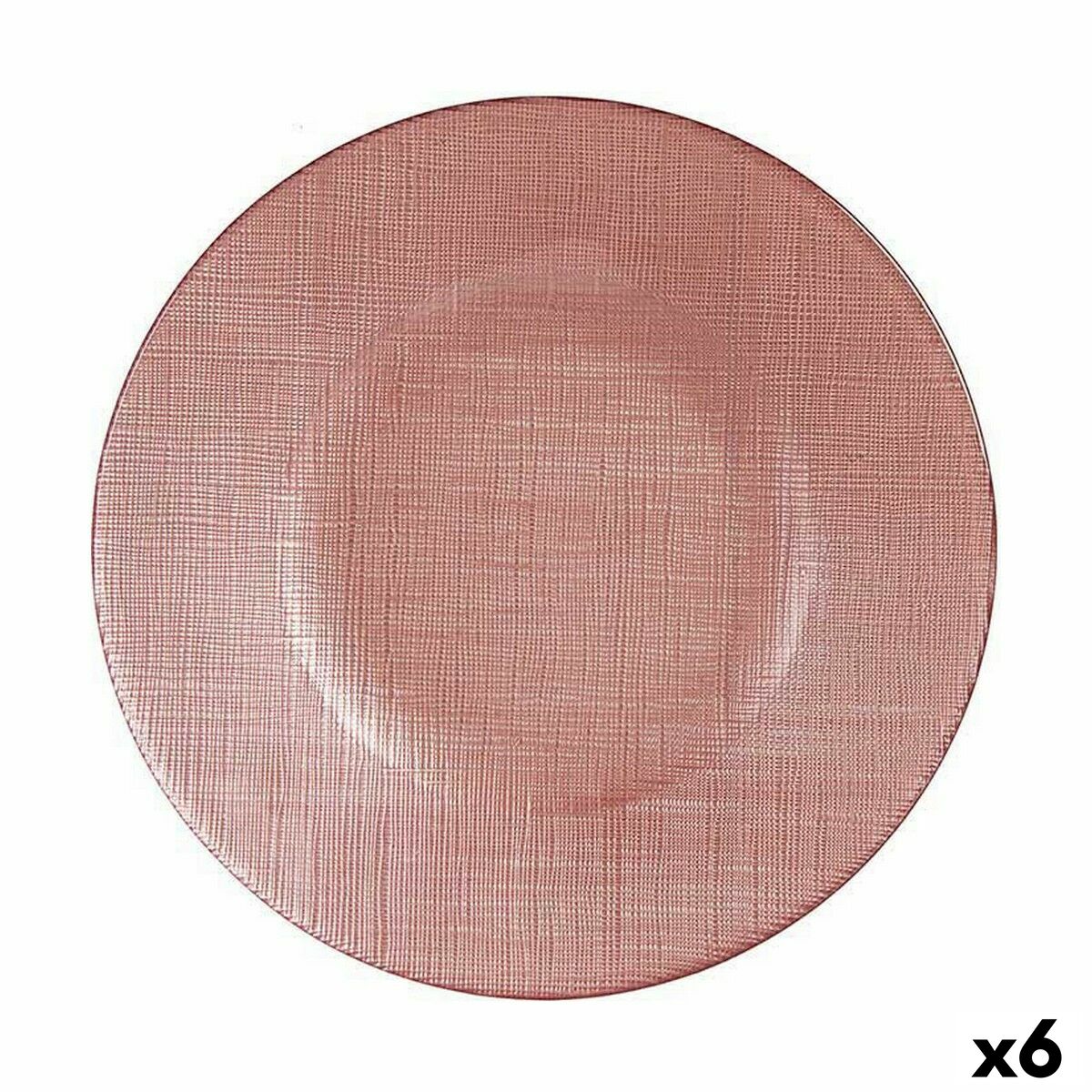 Assiette plate Rose verre 6 Unités (21 x 2 x 21 cm)