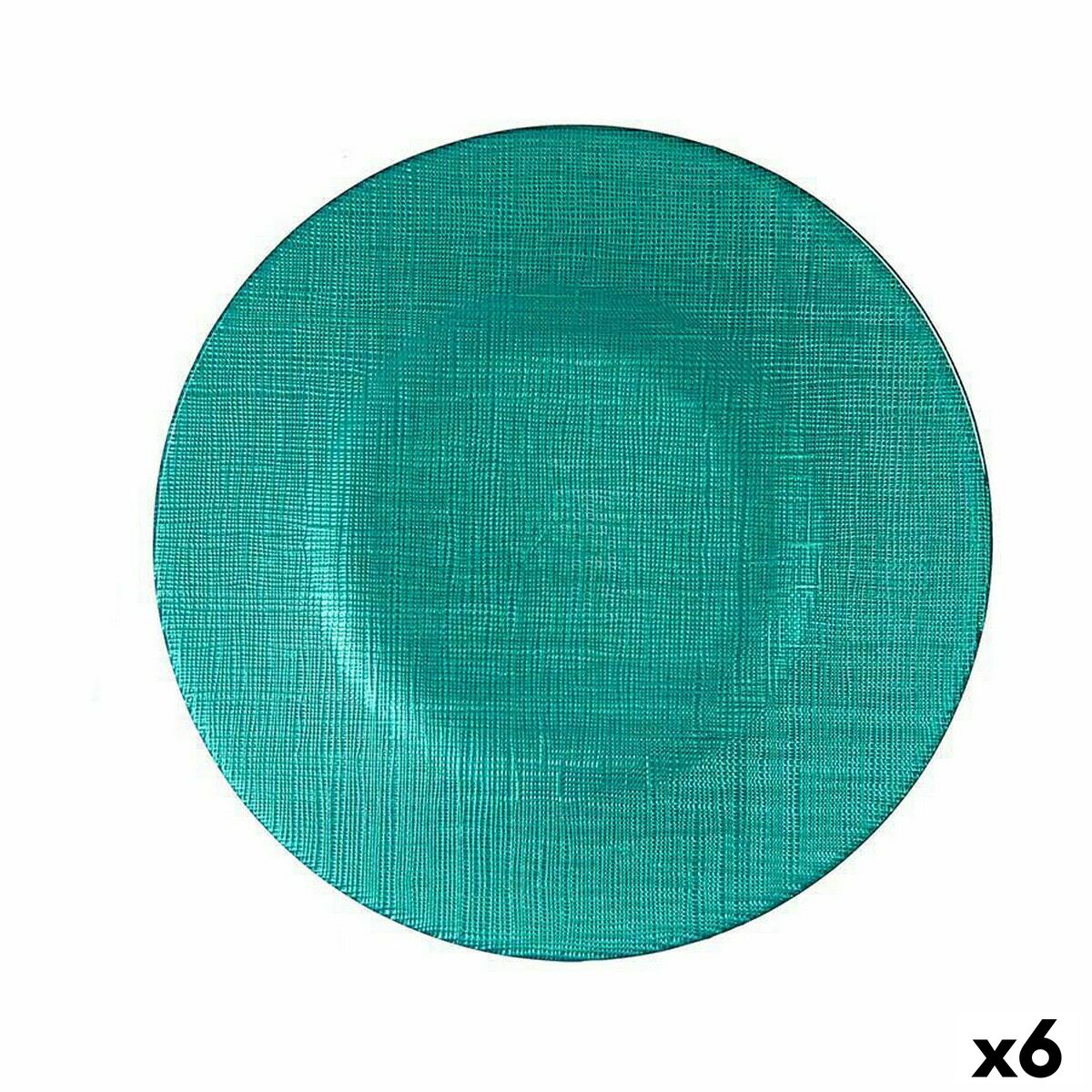 Assiette plate Turquoise verre 6 Unités (21 x 2 x 21 cm)