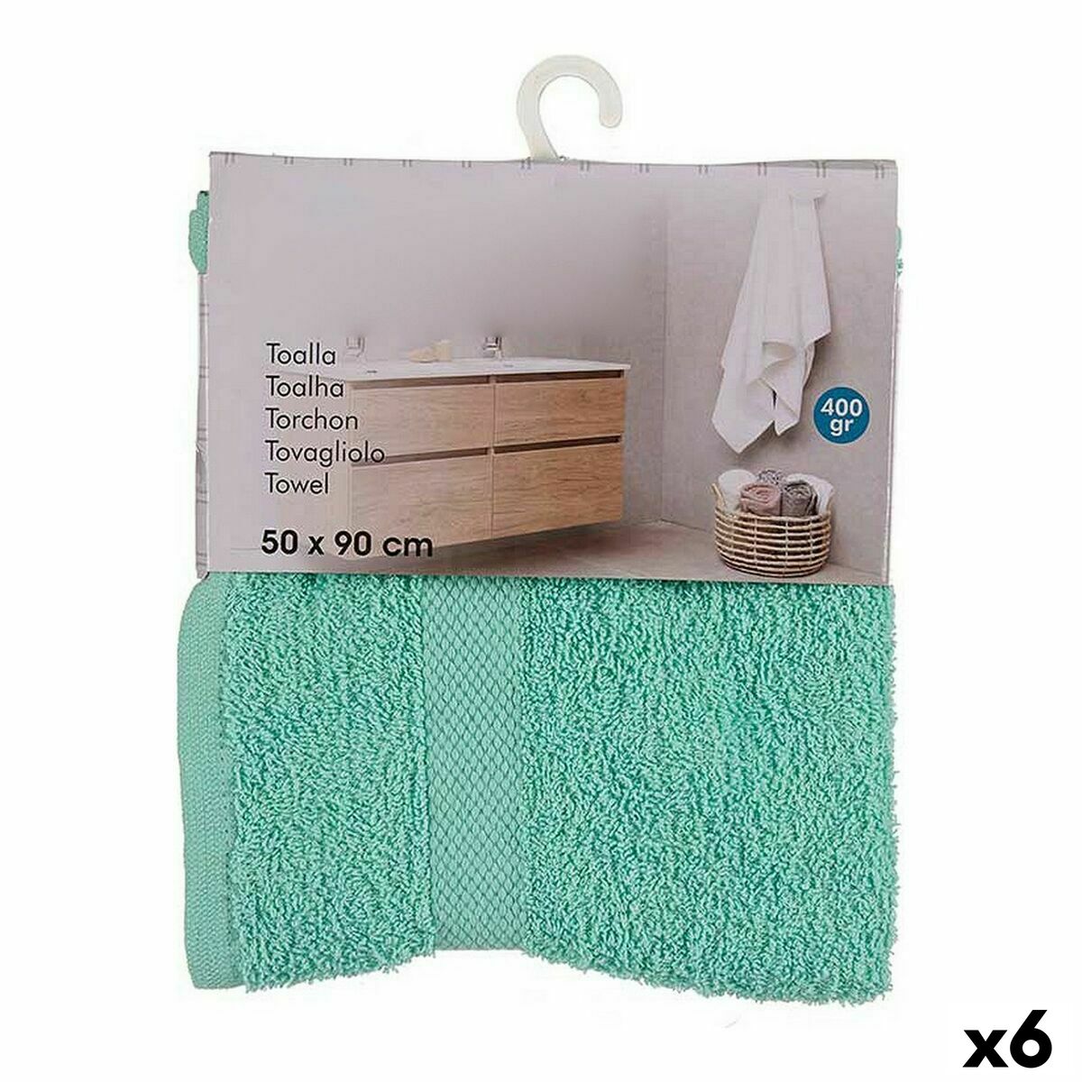 Кърпа за баня 50 x 90 cm цвят тюркоаз (6 броя)