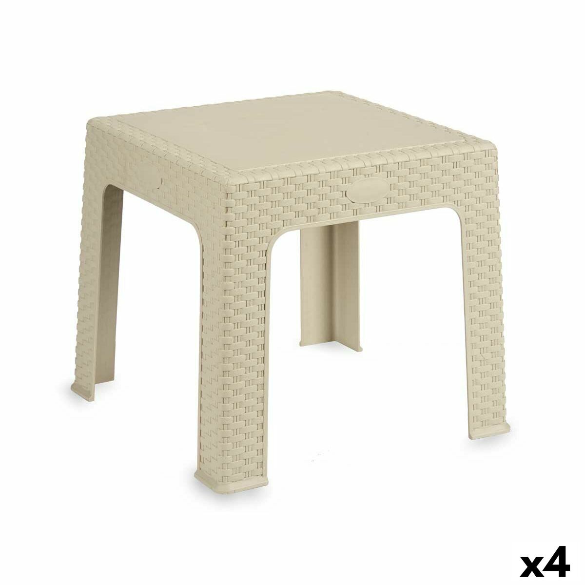 Table pour enfant Rattan Crème Plastique 47 x 42,5 x 47 cm (4 Unités)