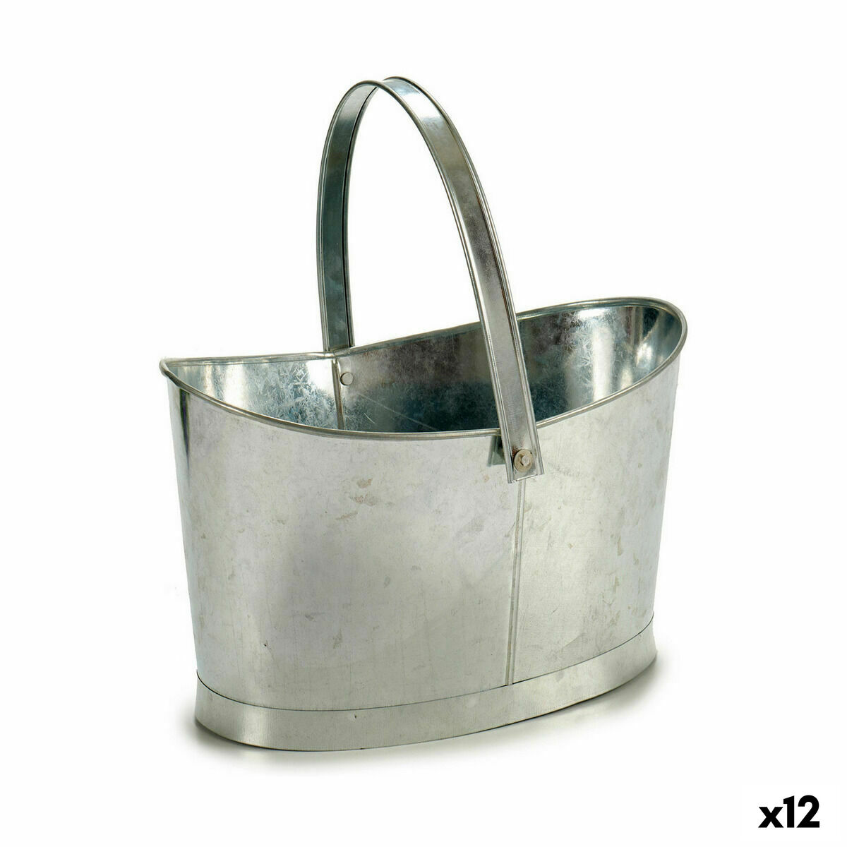 Urtepotte Kurv Sølvfarvet Zink 21 x 19,5 x 35,5 cm (12 enheder)
