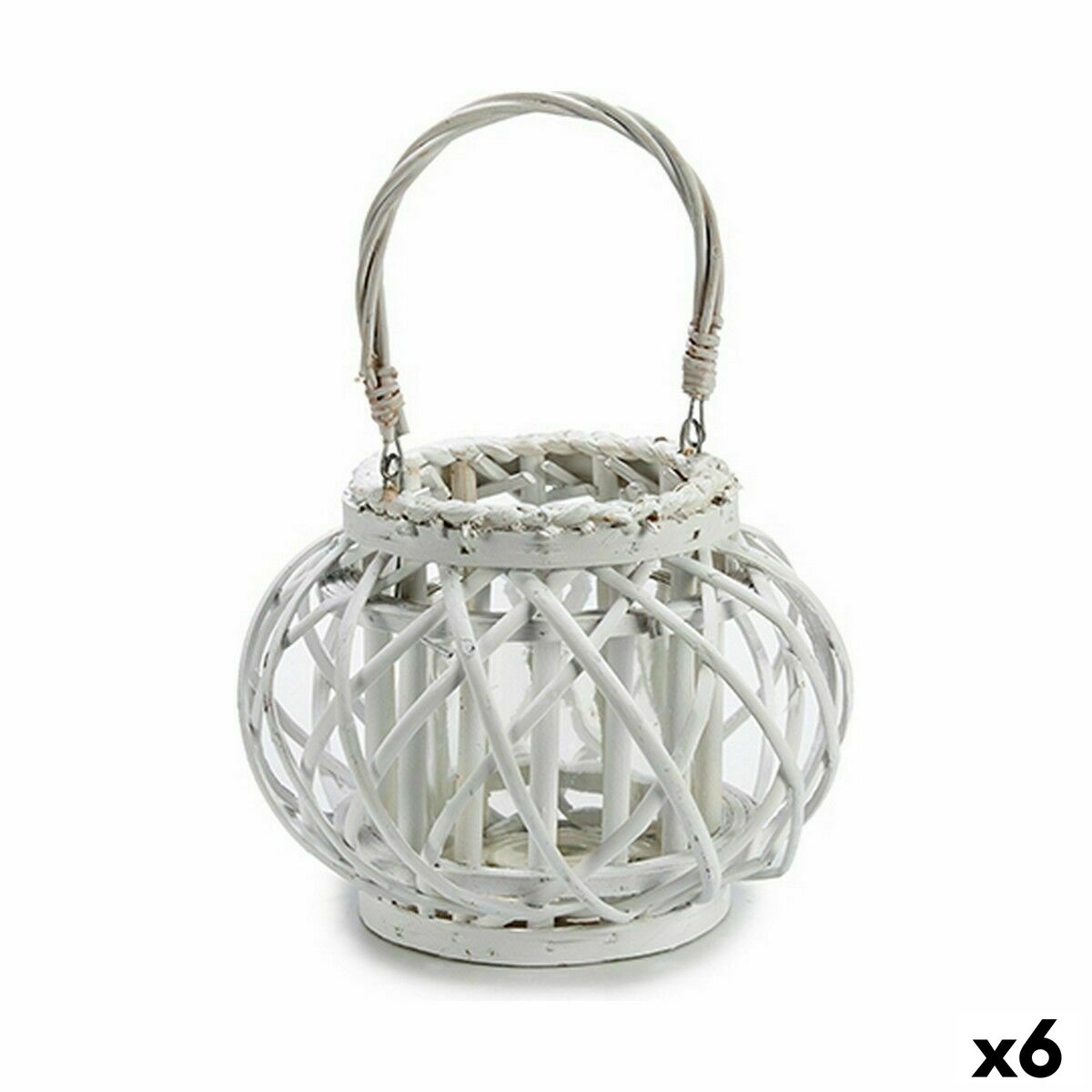 Κηροπήγιο Λευκό λυγαριά Γυαλί 30 x 19 x 25,5 cm (x6)