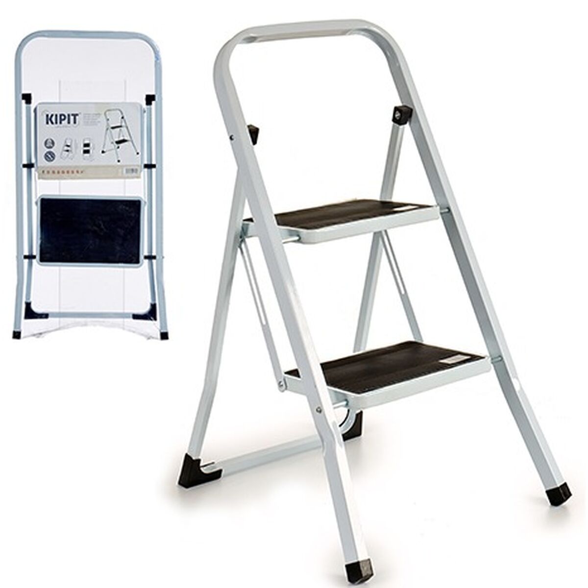Inklapbare ladder Wit Zwart Ijzer 44,5 x 48 x 78,5 cm (6 Stuks)