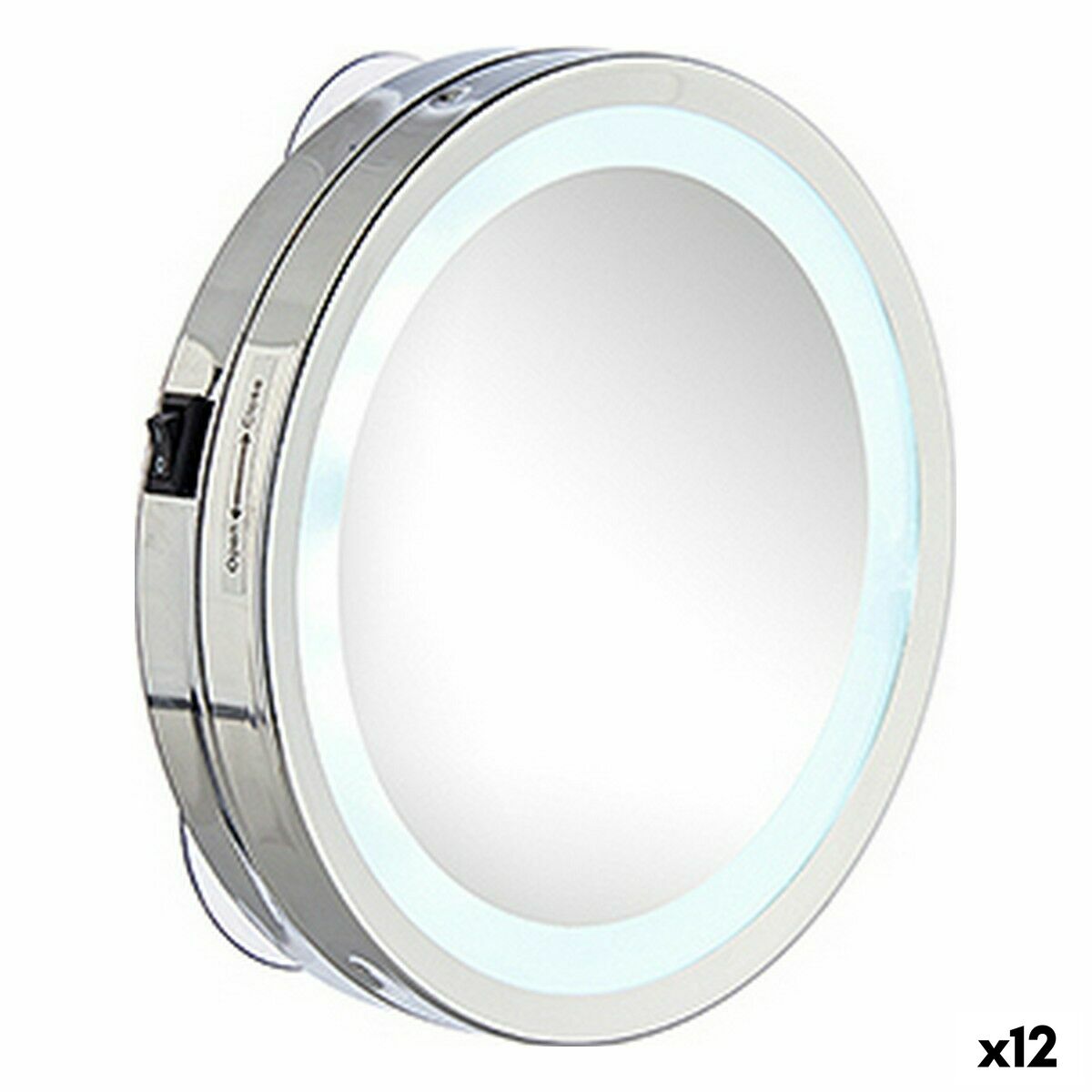 Makeup-Spejl LED Lys Sølvfarvet 16,5 x 4 x 16,5 cm (12 enheder)