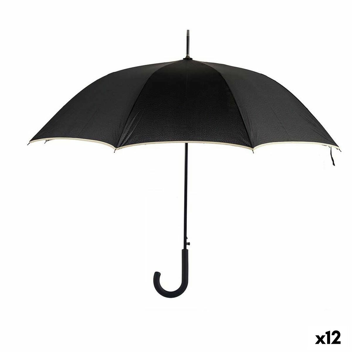 Parapluie Noir Crème Métal Fibre 95 x 95 x 86 cm (12 Unités)