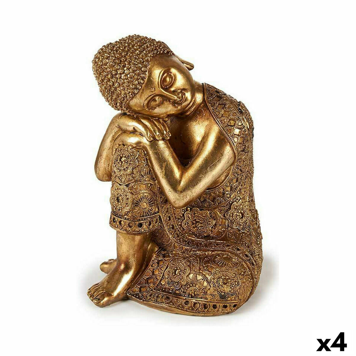 Dekorativ figur Buddha Siddende Gylden 20 x 30 x 20 cm (4 enheder)