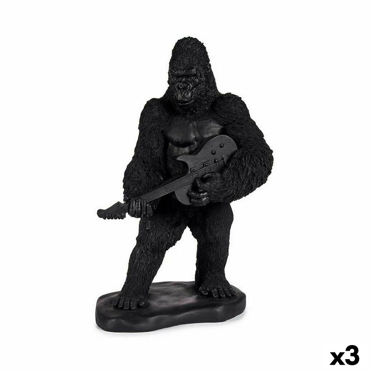 Dekorativ figur Gorilla Guitar Sort 17,5 x 38 x 27 cm (3 enheder)