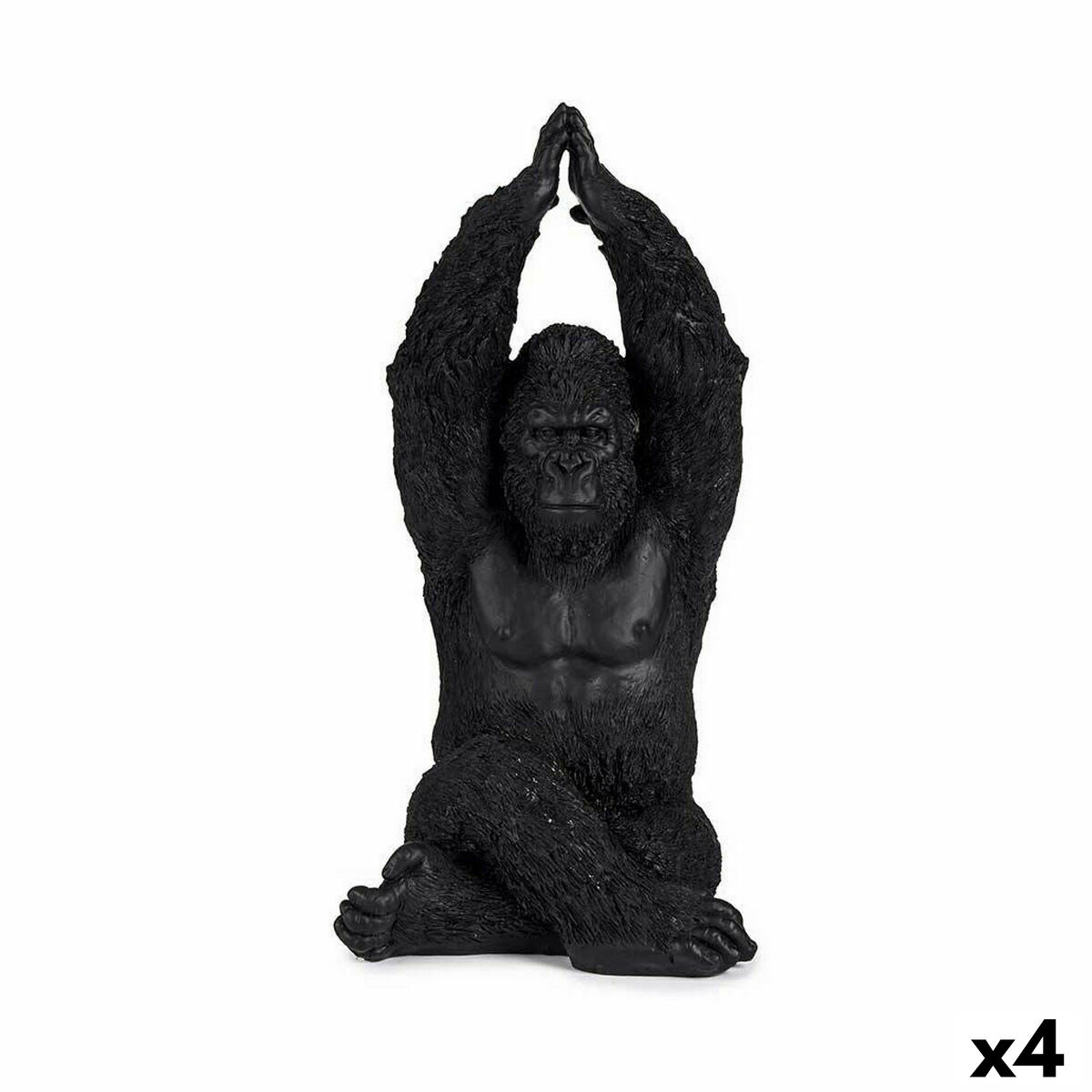 Figurine Décorative Gorille Yoga Noir 18 x 36,5 x 19,5 cm (4 Unités)