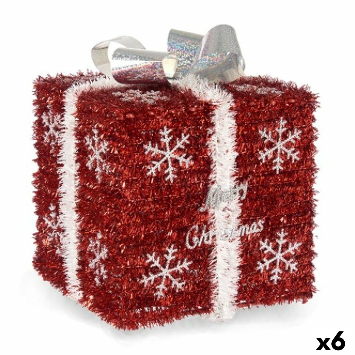 Geschenkbox Krist+ 19CD061 Wit Rood Zilverkleurig 20 x 23 x 20 cm (6 Stuks)