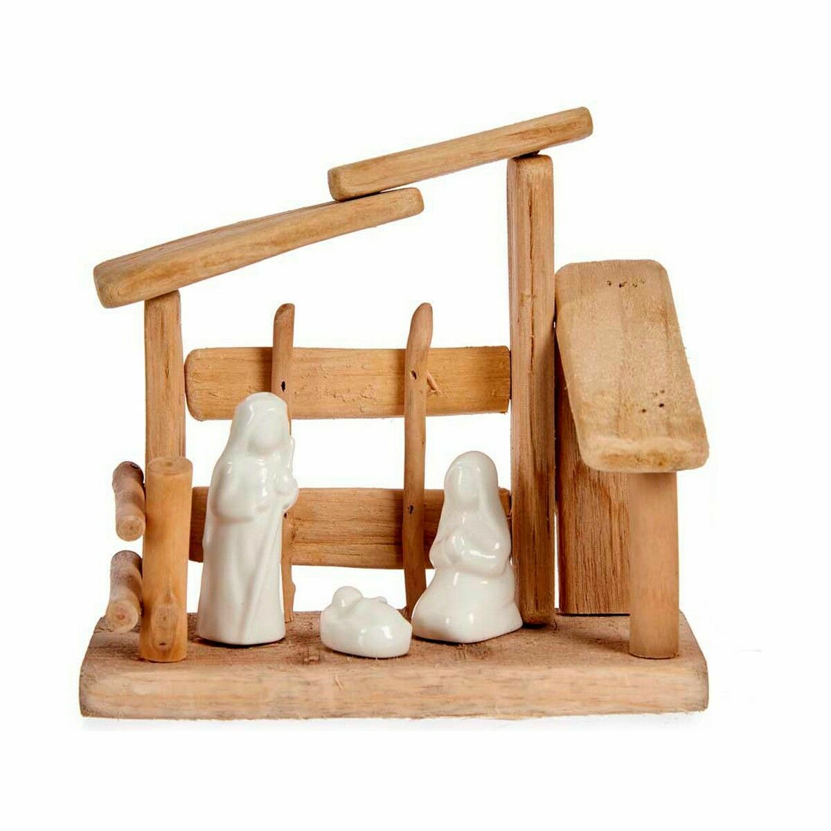 Crèche de Noël Blanc Naturel Bois Céramique 18 x 17 x 8 cm (2 Unités) – Image 3