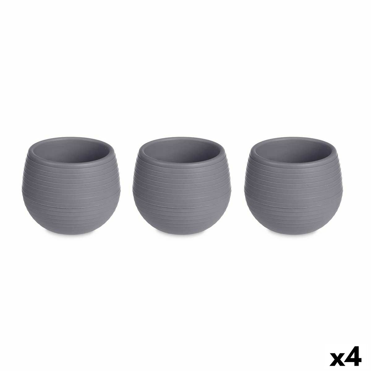 Set de pots Anthracite Plastique 16,5 x 16,5 x 14,5 cm (4 Unités)