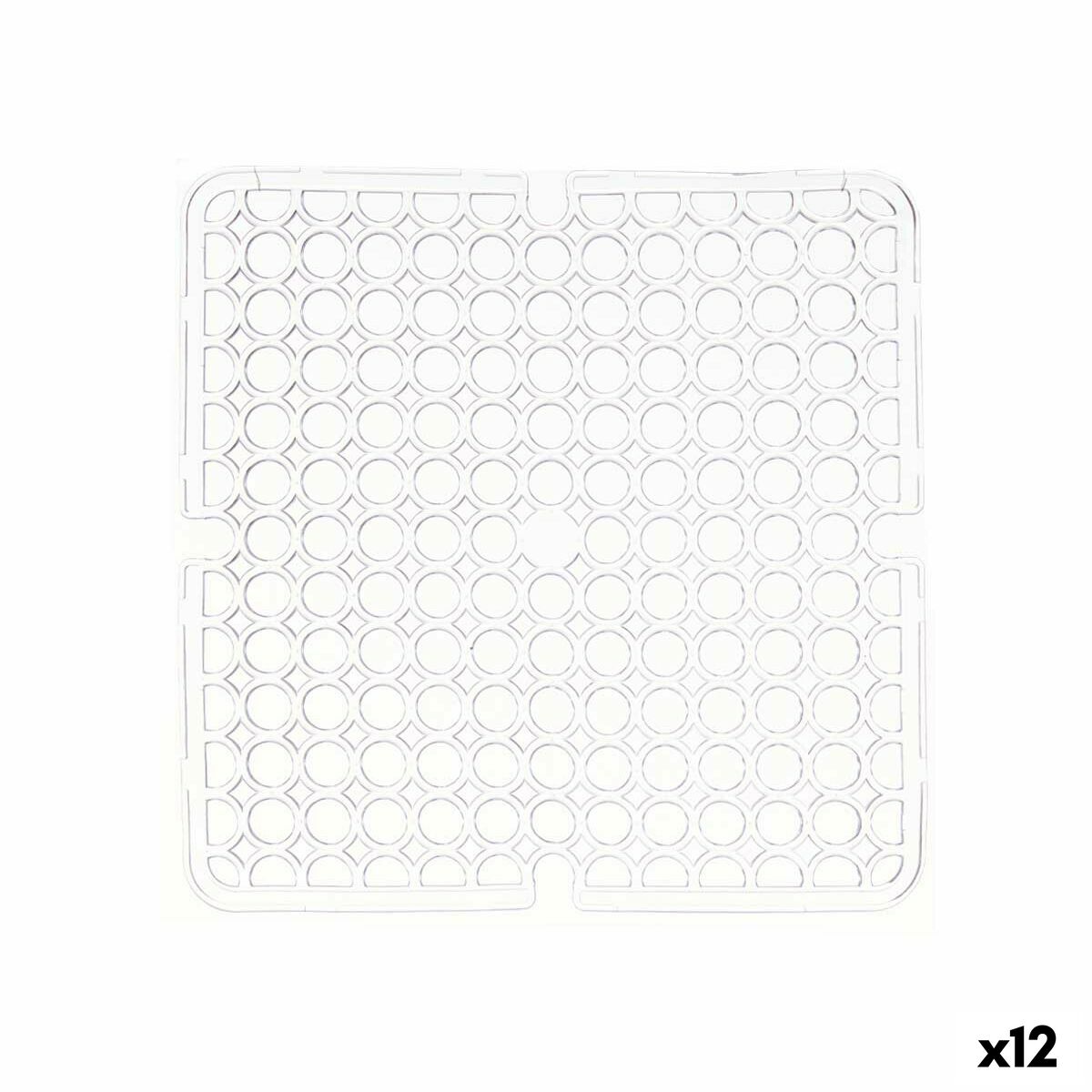 Tapis Évier Transparent Plastique 28 x 0,1 x 28 cm (12 Unités)
