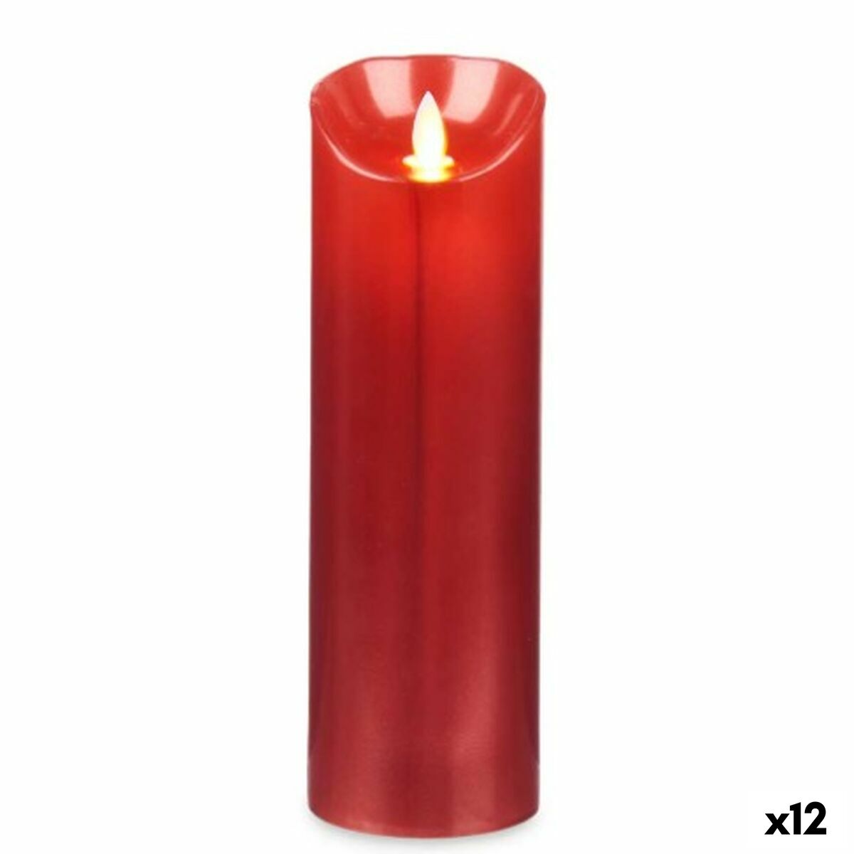Candela Led Rosso 8 X 8 X 25 Cm (12 Unità)