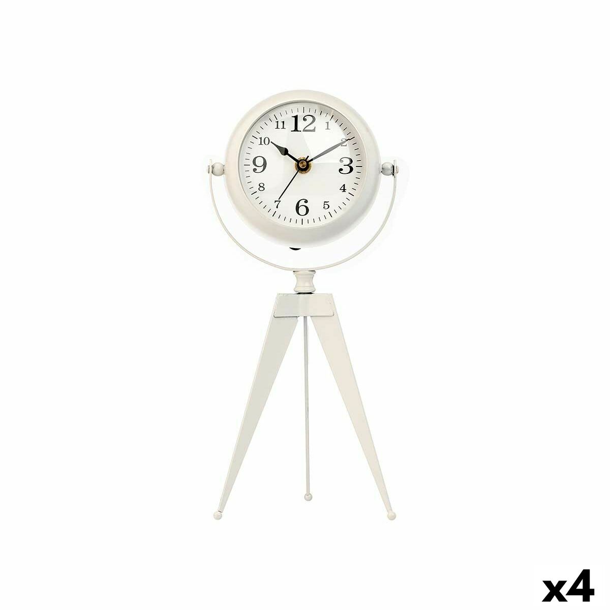 Horloge de table Tripode Blanc Métal 12 x 30 x 12 cm (4 Unités)