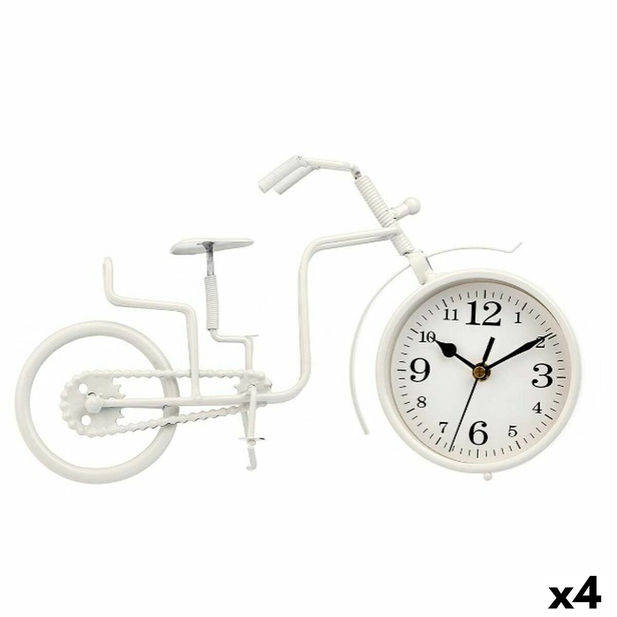 Horloge de table Bicyclette Blanc Métal 33 x 21 x 4 cm (4 Unités)