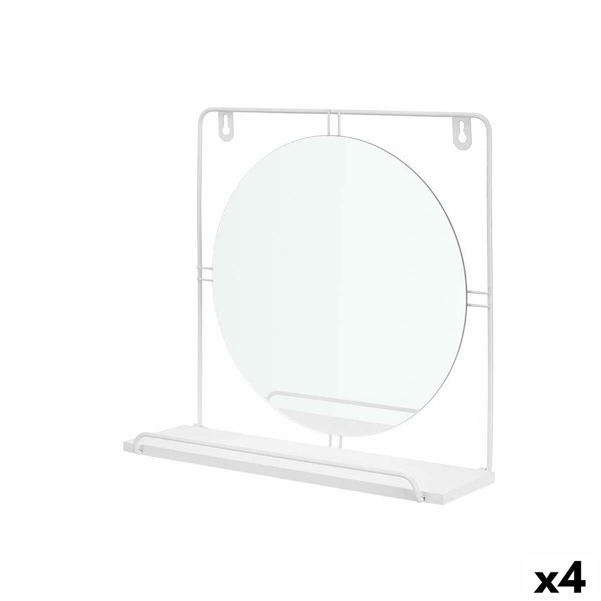 Miroir Blanc Métal Bois MDF 33,7 x 30 x 10 cm (4 Unités)