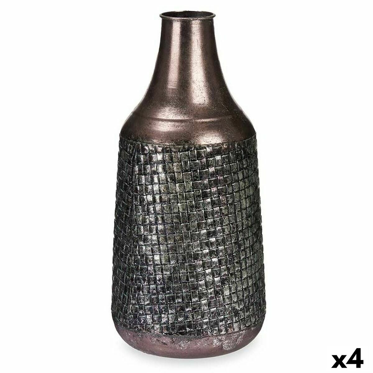 Vase Sølvfarvet Metal 21 x 44 x 21 cm (4 enheder) Med relief