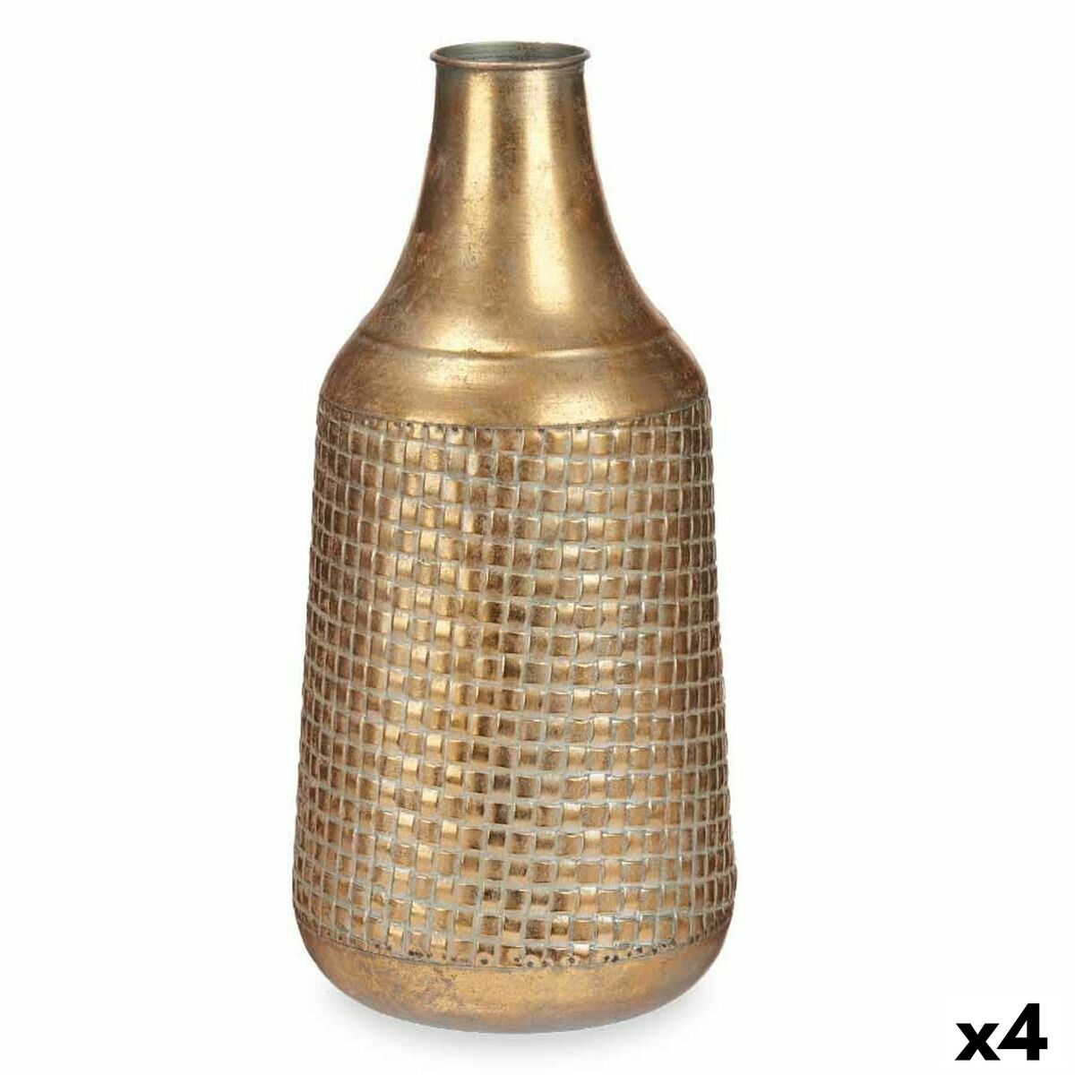Vase Gylden Metal 21 x 44 x 21 cm (4 enheder) Med relief