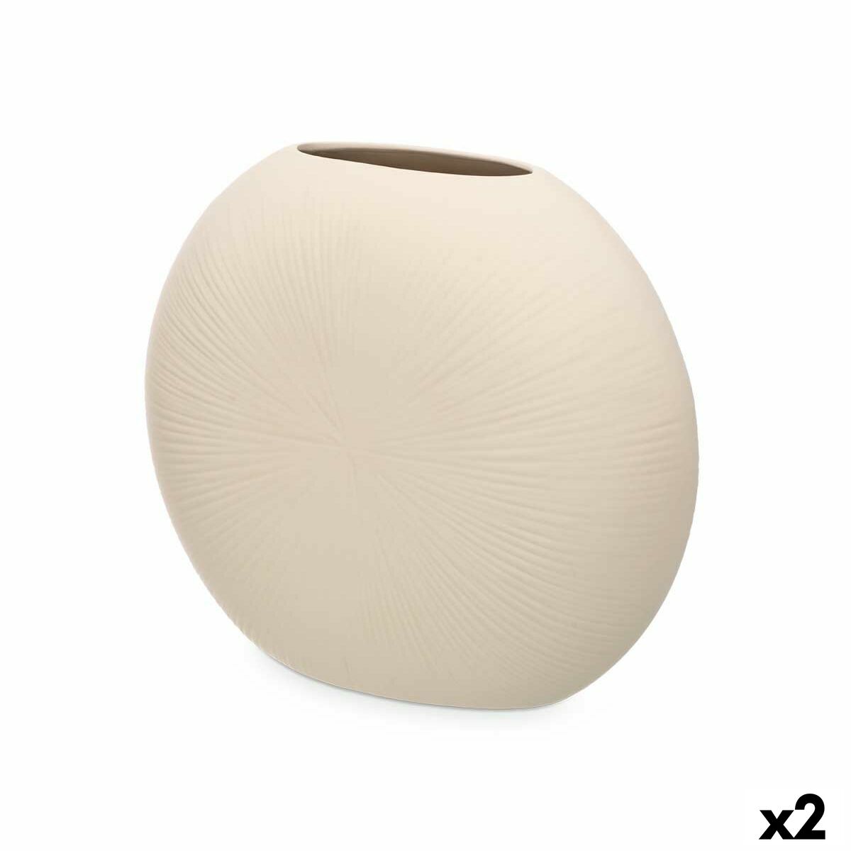 Vase Beige Céramique 36 x 34 x 16 cm (2 Unités) Circulaire
