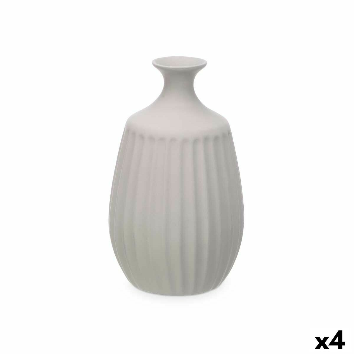 Vase Grå Keramik 19 x 31 x 19 cm (4 enheder) Striber