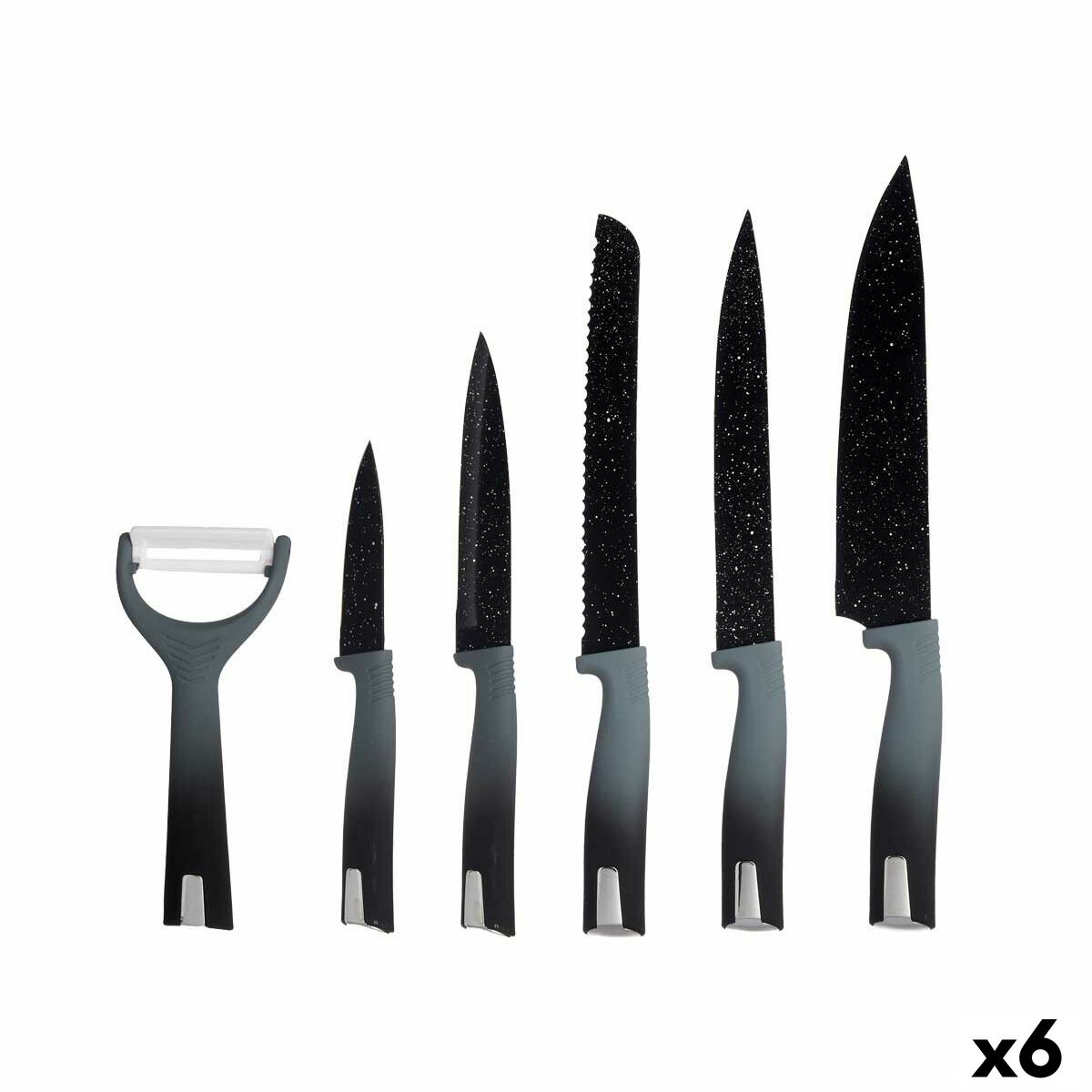 Knivsæt Sort Rustfrit stål polypropylen (6 enheder) 6 Dele