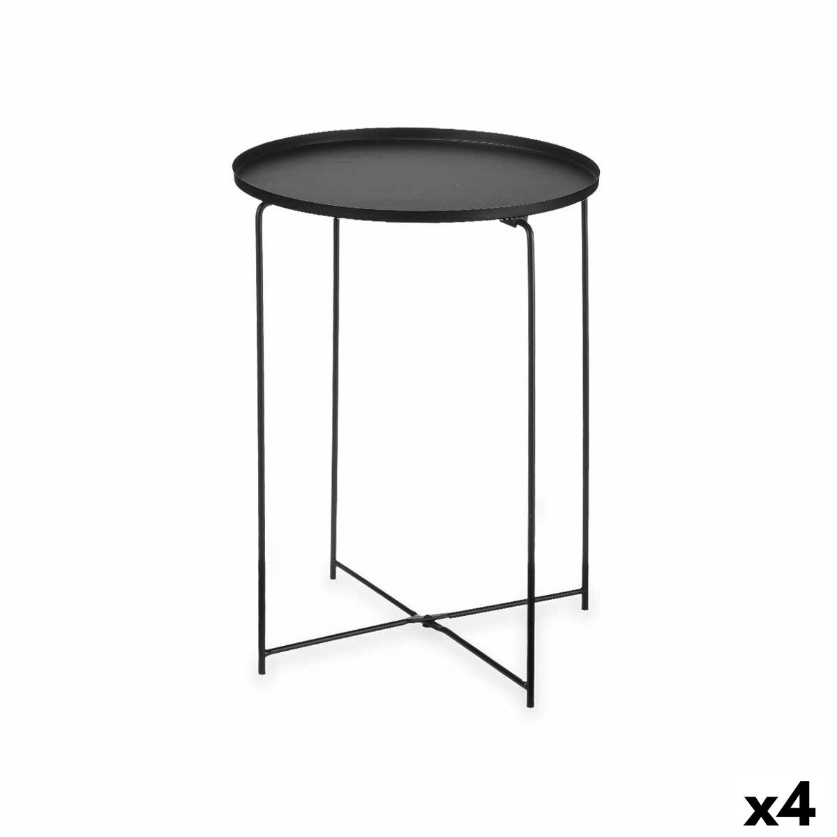 Petite Table d'Appoint Noir Métal 35 x 50,5 x 35 cm Ronde (4 Unités)