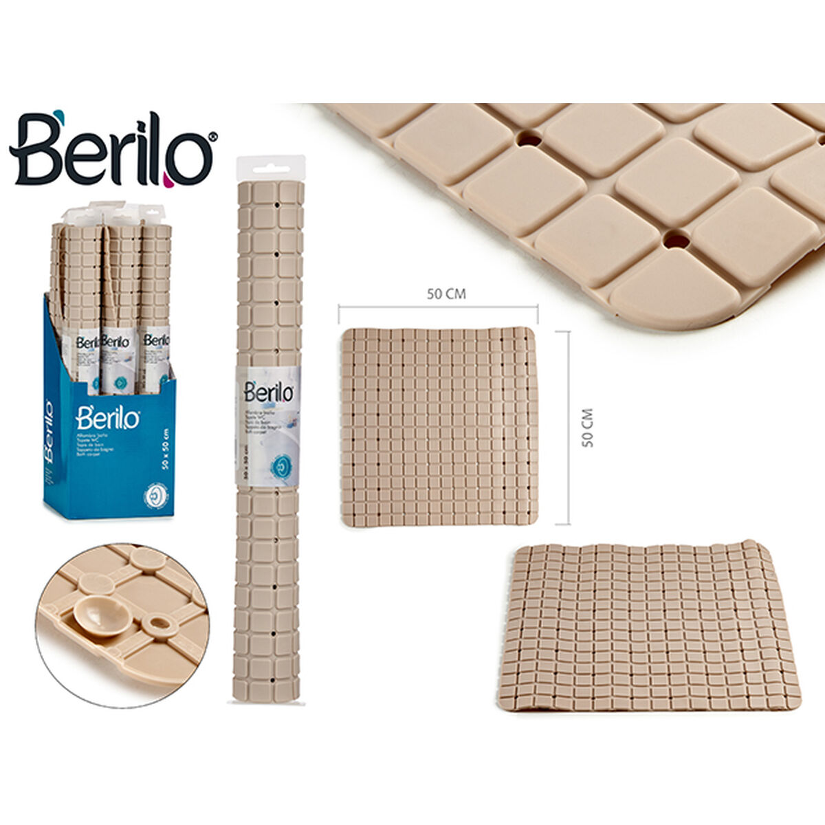 Image secondaire de Tapis de Douche Antidérapant Berilo AR1910103 Beige PVC 0,03 x 50 x 50 cm (12 Unités)