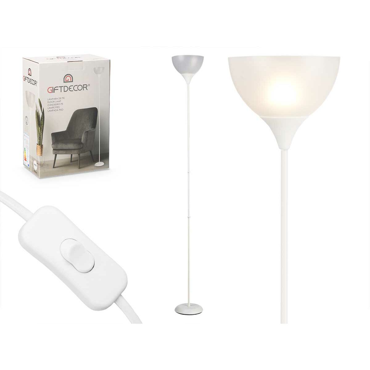 Image secondaire de Lampadaire GiftDecor CE13581-3(133) Blanc 60 W 220-240 V 22 x 185 x 22 cm (2 Unités)