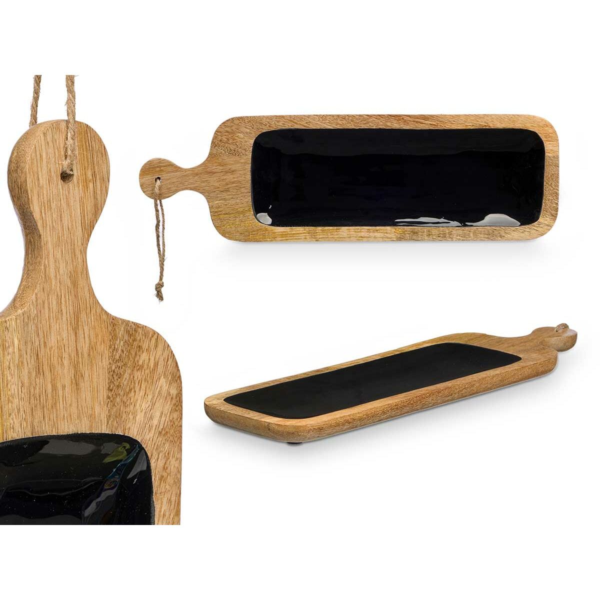Snack tray Gift Decor Black 50,7 x 3 x 14 cm (6 Units), view 2