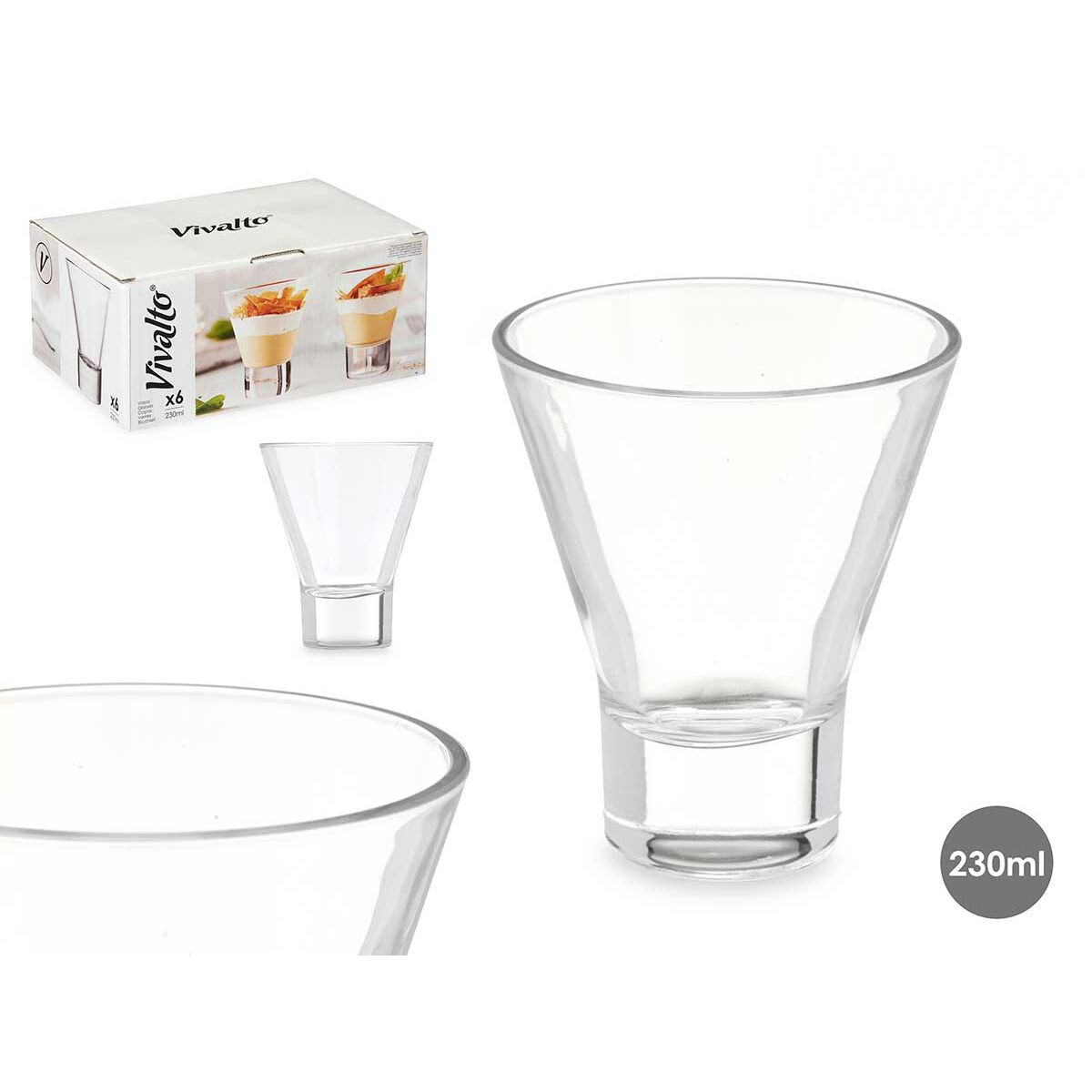 Glass Vivalto Transparent Glass 230 ml (6 Units), view 2