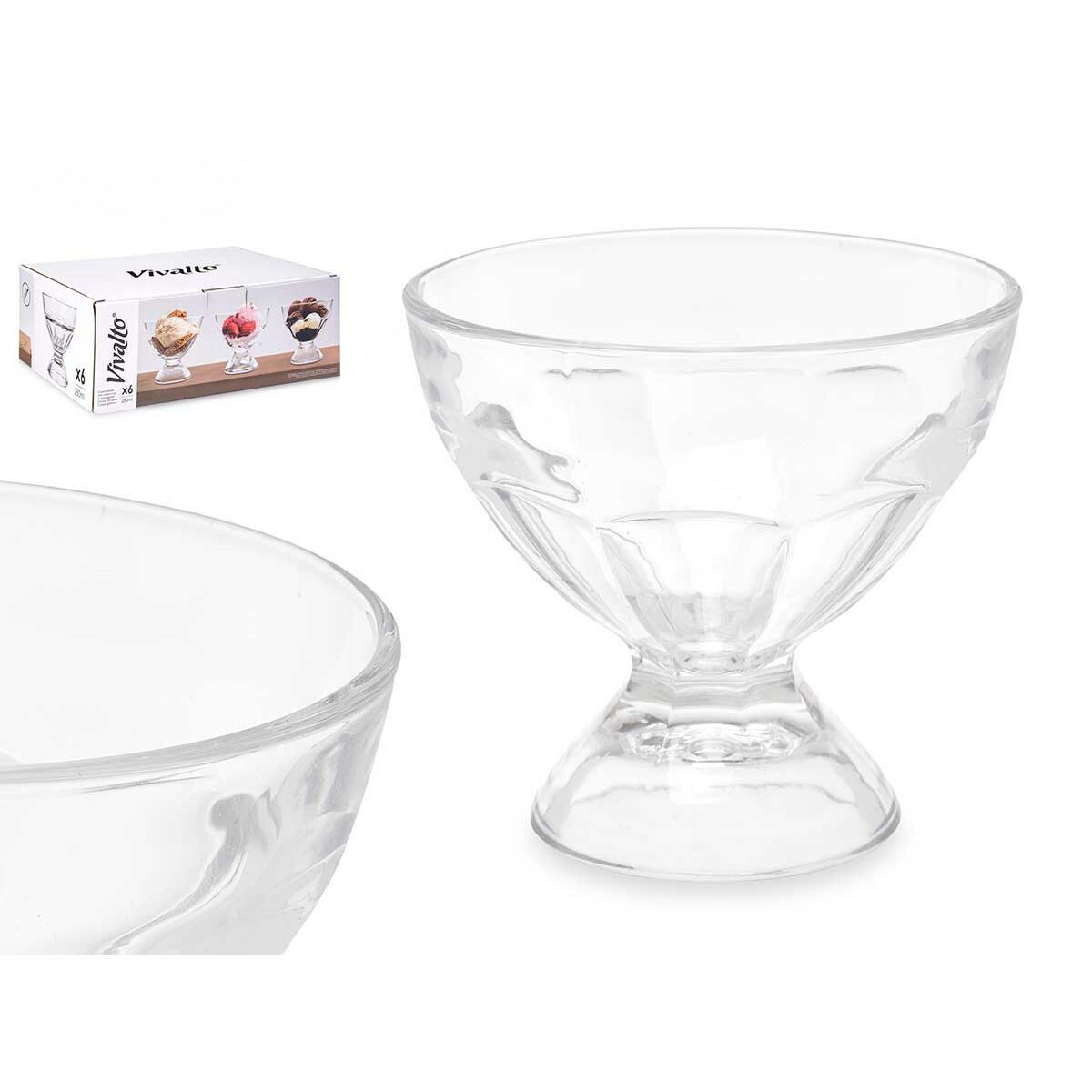 Ice Cream and Milk Shake Glass Vivalto Transparent Glass 280 ml (6 Units), view 2