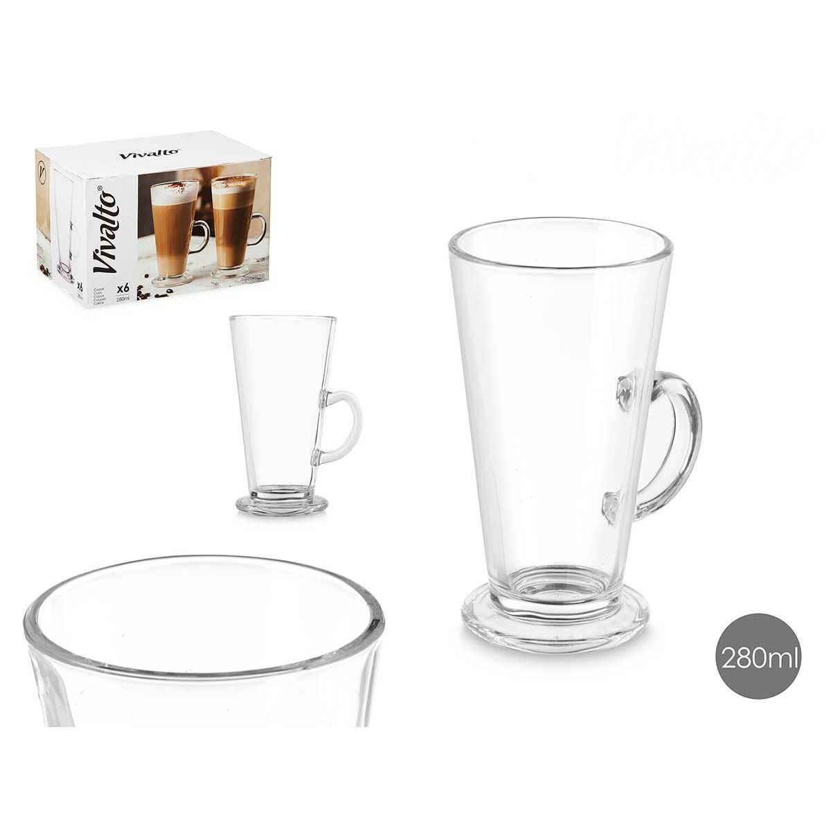 Crystal Glass Vivalto CAFE LATTE Transparent Glass 280 ml (6 Units), view 2