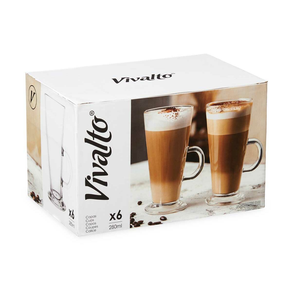 Crystal Glass Vivalto CAFE LATTE Transparent Glass 280 ml (6 Units), view 3