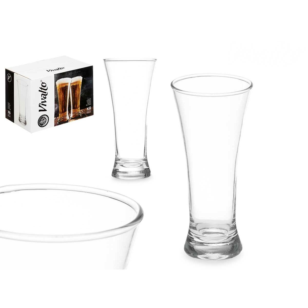 Beer Glass Vivalto Transparent Glass 320 ml (6 Units), view 2