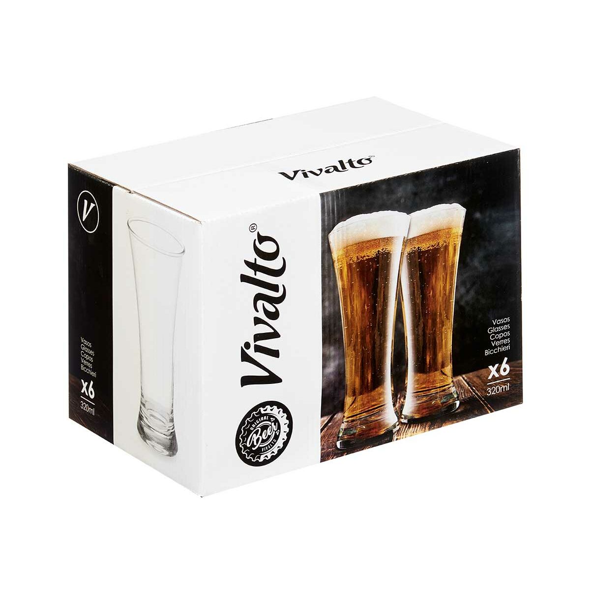 Beer Glass Vivalto Transparent Glass 320 ml (6 Units), view 3
