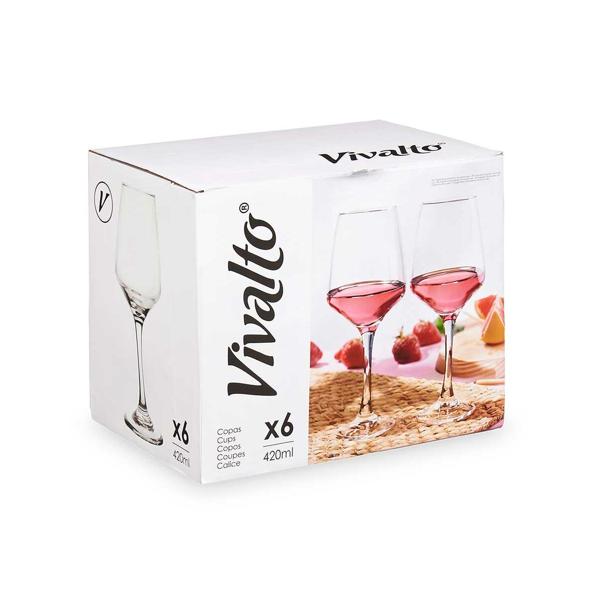 Wine glass Vivalto Transparent Glass 420 ml (6 Units), view 3