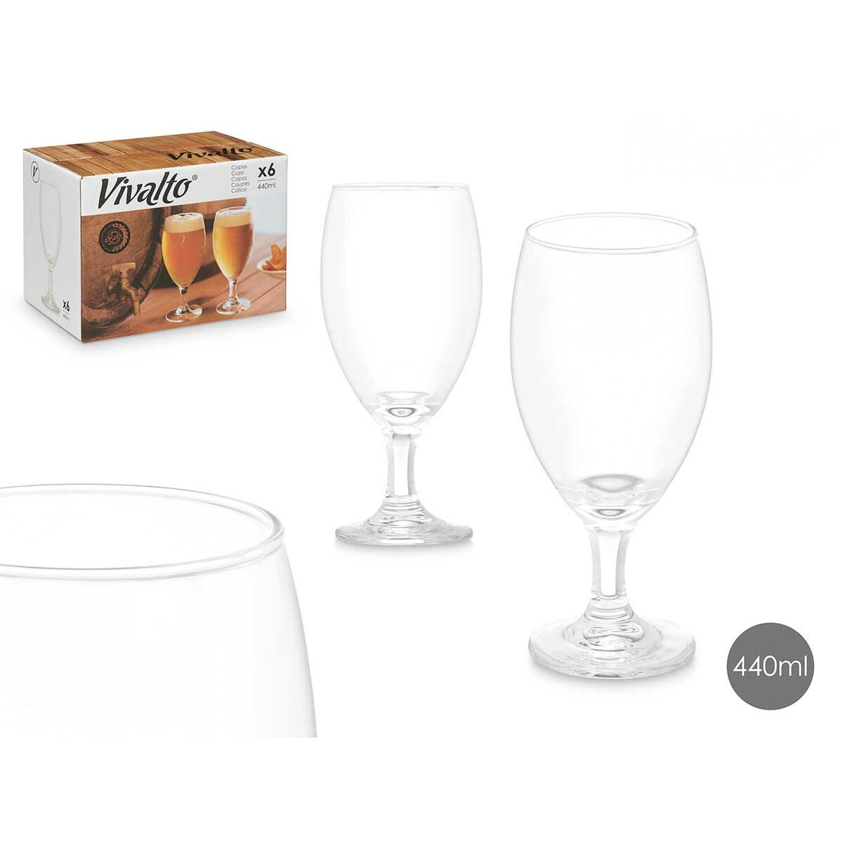 Wineglass Vivalto Transparent Glass 440 ml Beer (6 Units), view 2