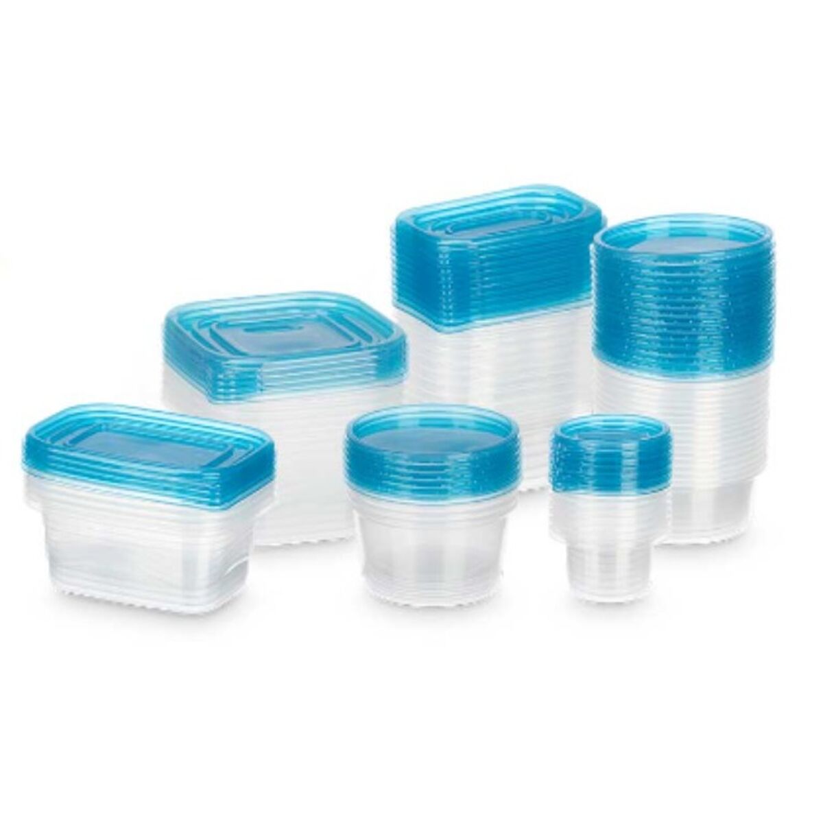Set of lunch boxes Leknes Blue Green polypropylene 50 Pieces (4 Units)