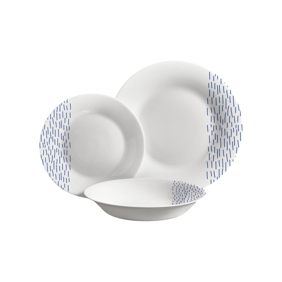 Tableware Vivalto Blue White Opaline glass Rain 18 Pieces (2 Units), view 2