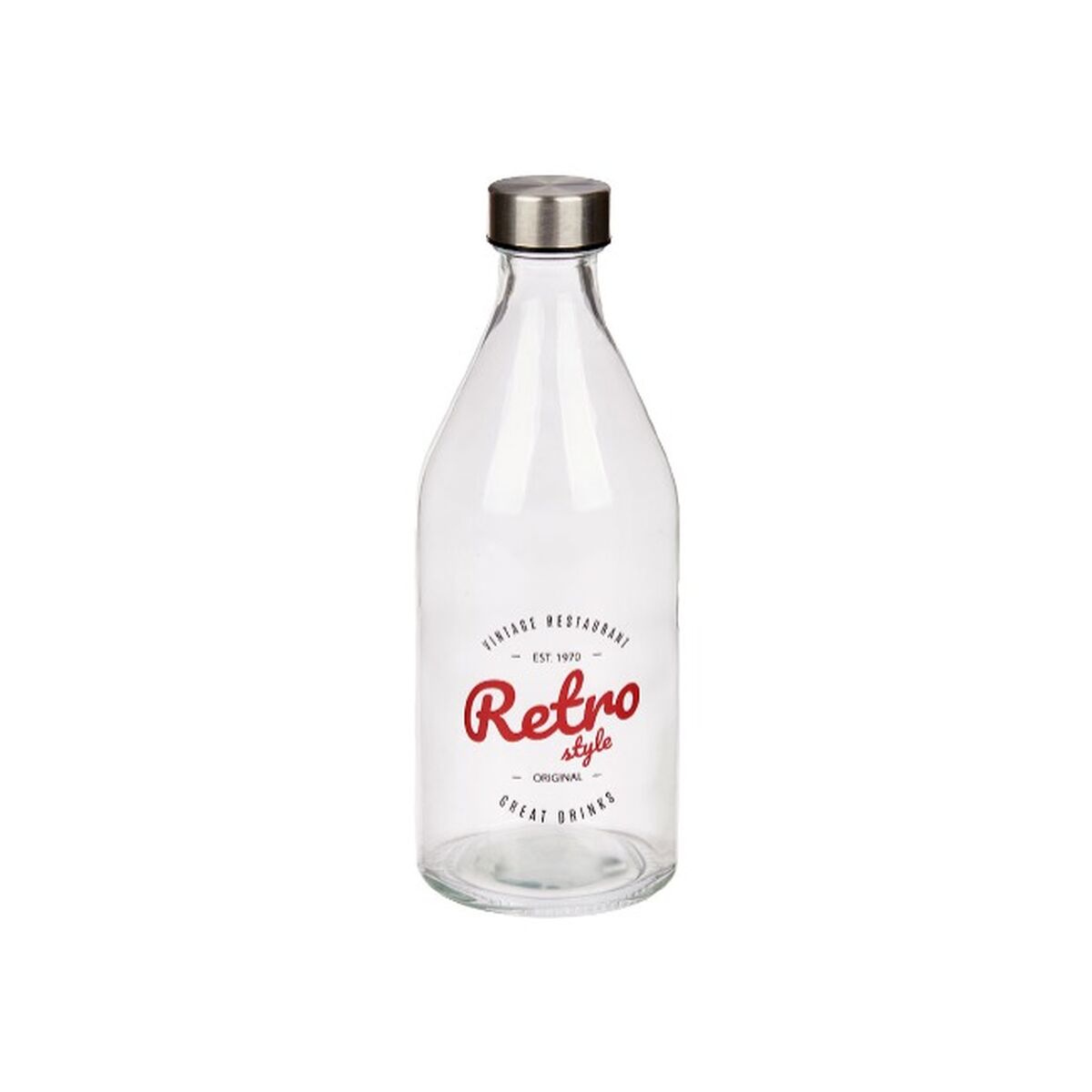 Glass Bottle Vivalto Retro Transparent Silver Glass Steel 1 L (6 Units), view 2