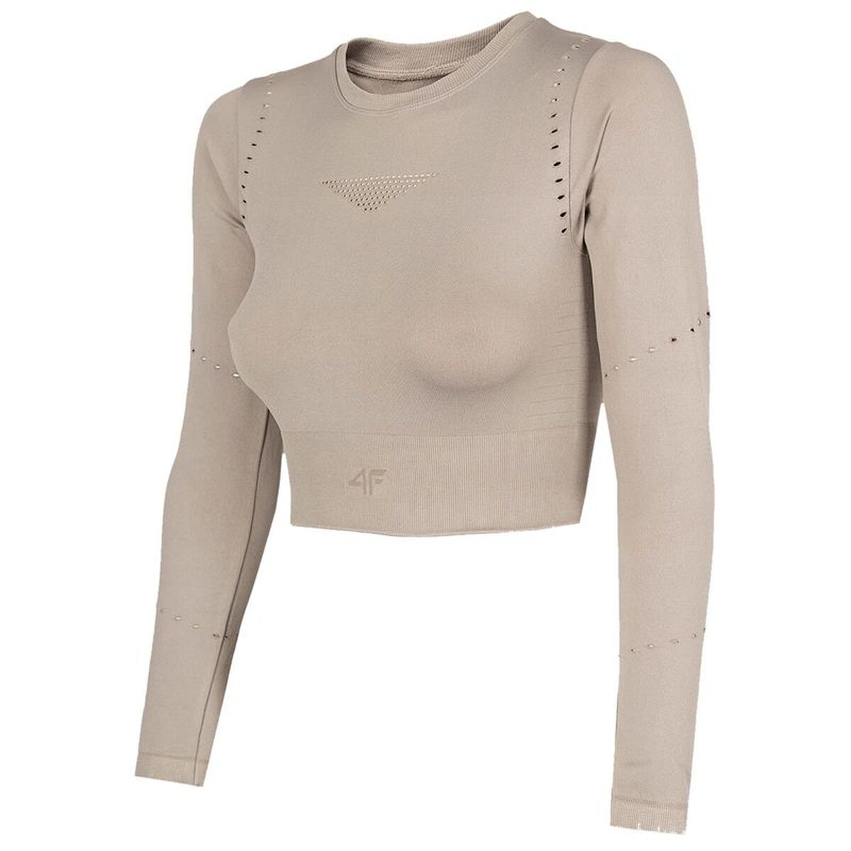 Dames-T-Shirt met Lange Mouwen 4F Beige