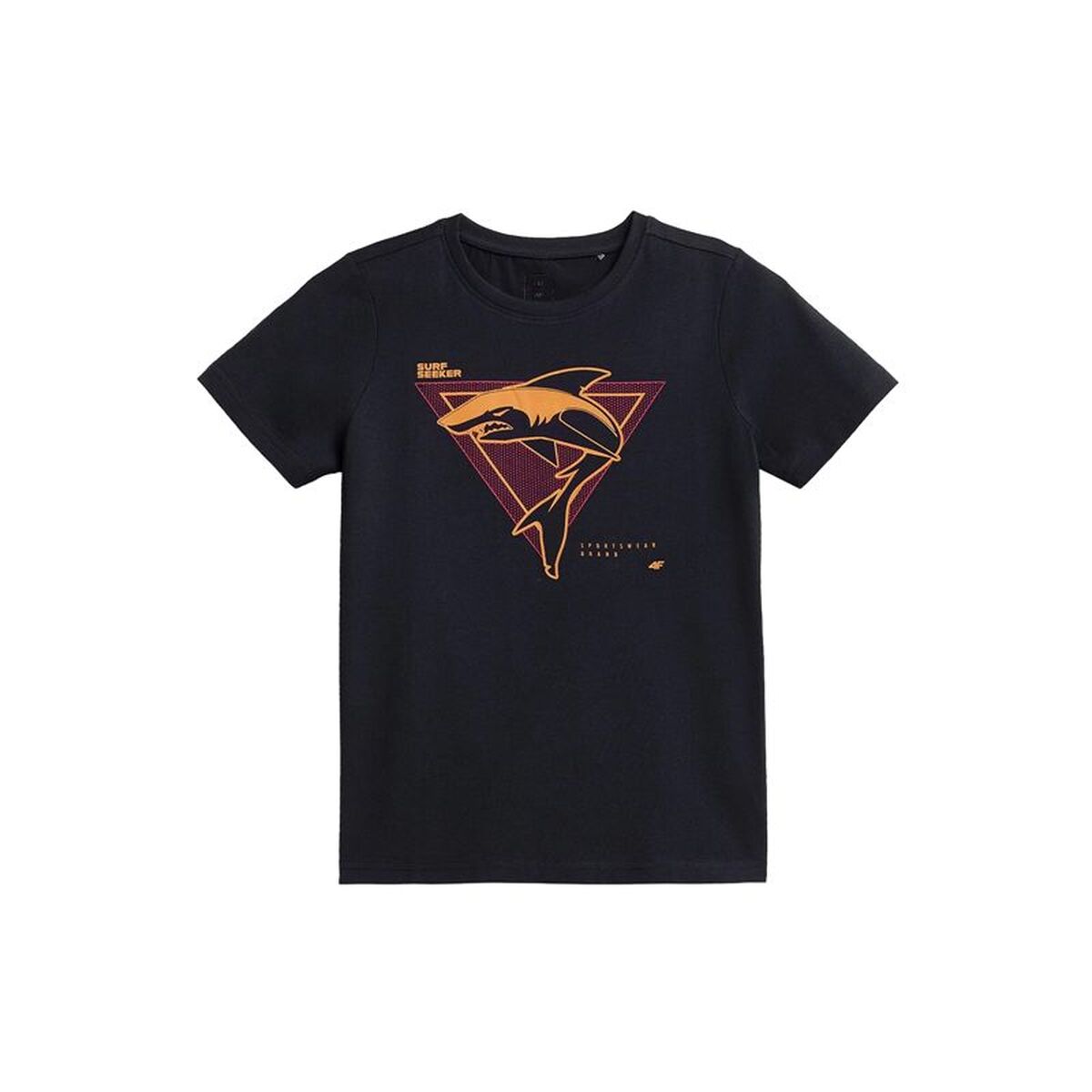 T-Shirt met Korte Mouwen voor kinderen 4F With Print Zwart