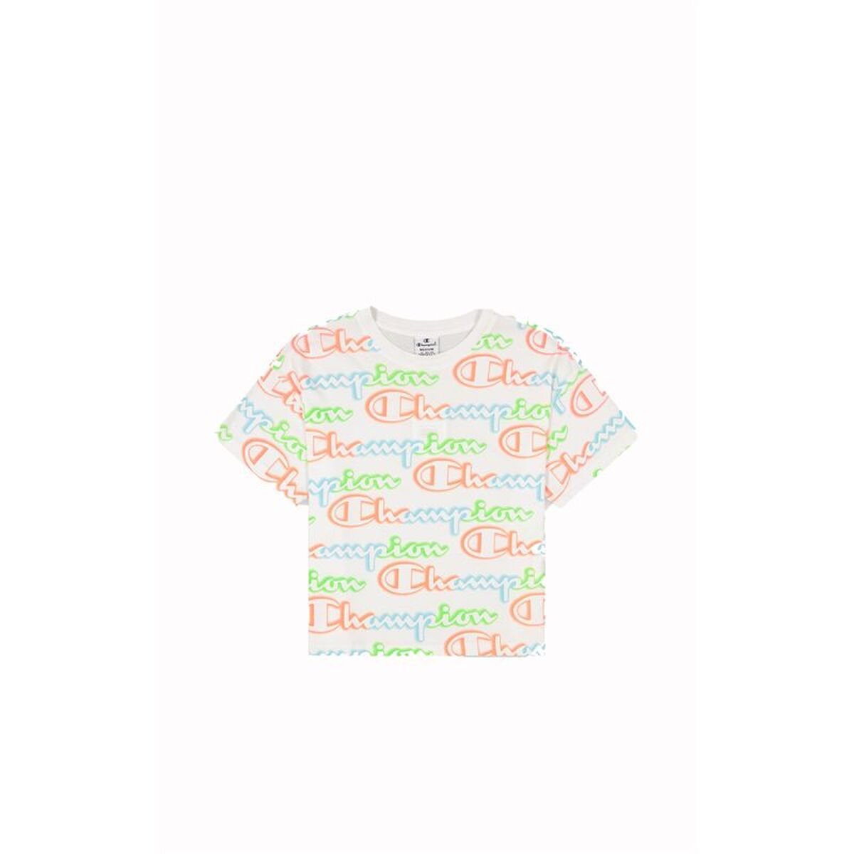 Dames-T-Shirt met Korte Mouwen Champion Crewneck Croptop Wit