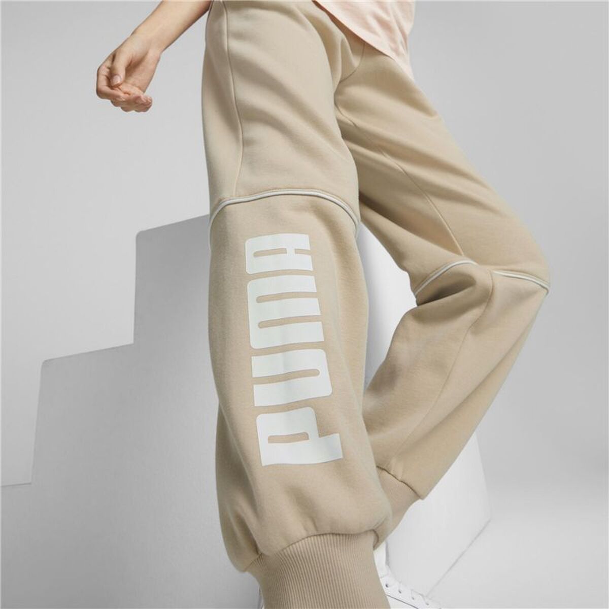 Lange sportbroek Puma Power Colorblock Beige Vrouw