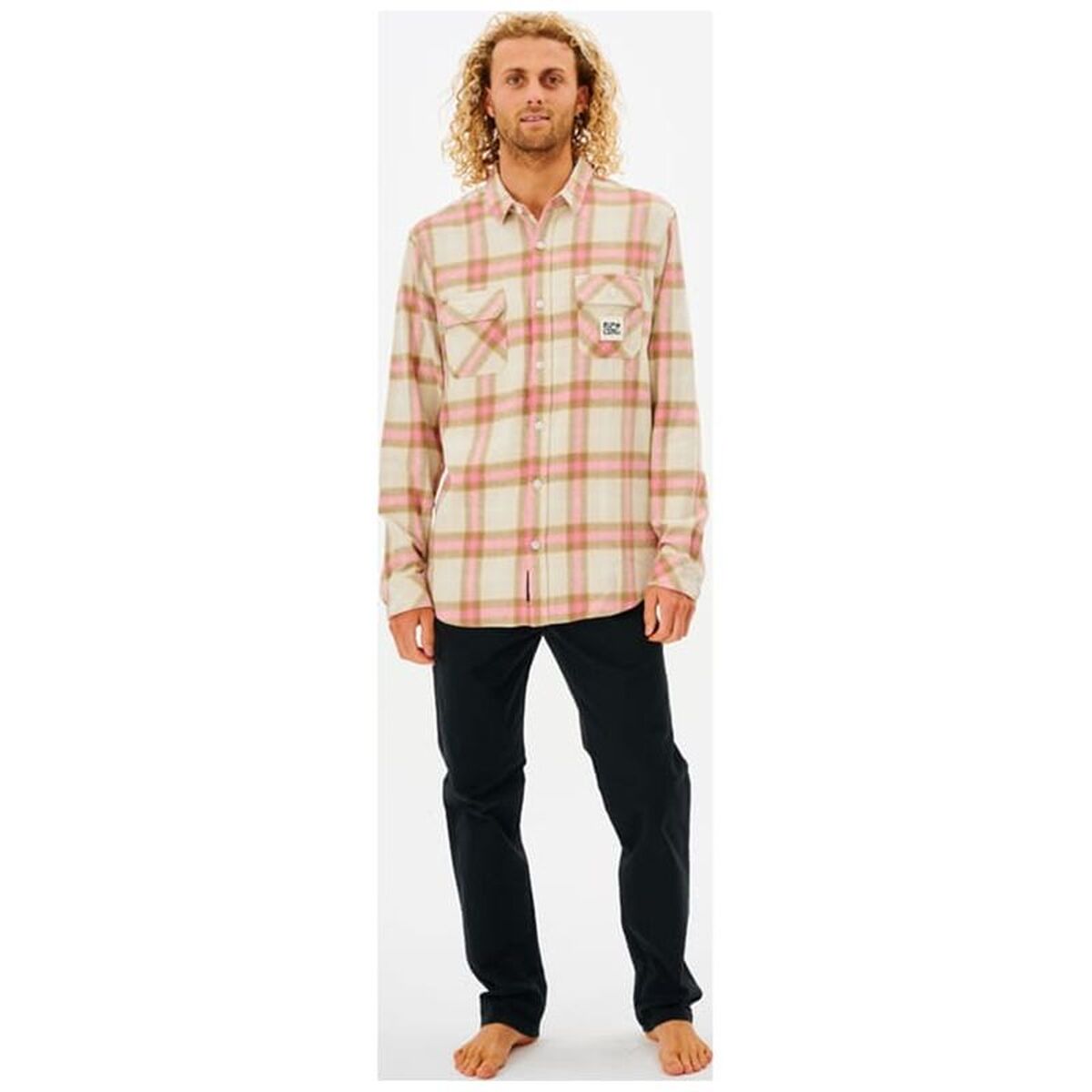 Mens Long Sleeve Shirt Rip Curl Salt Water Culture Beige (S)
