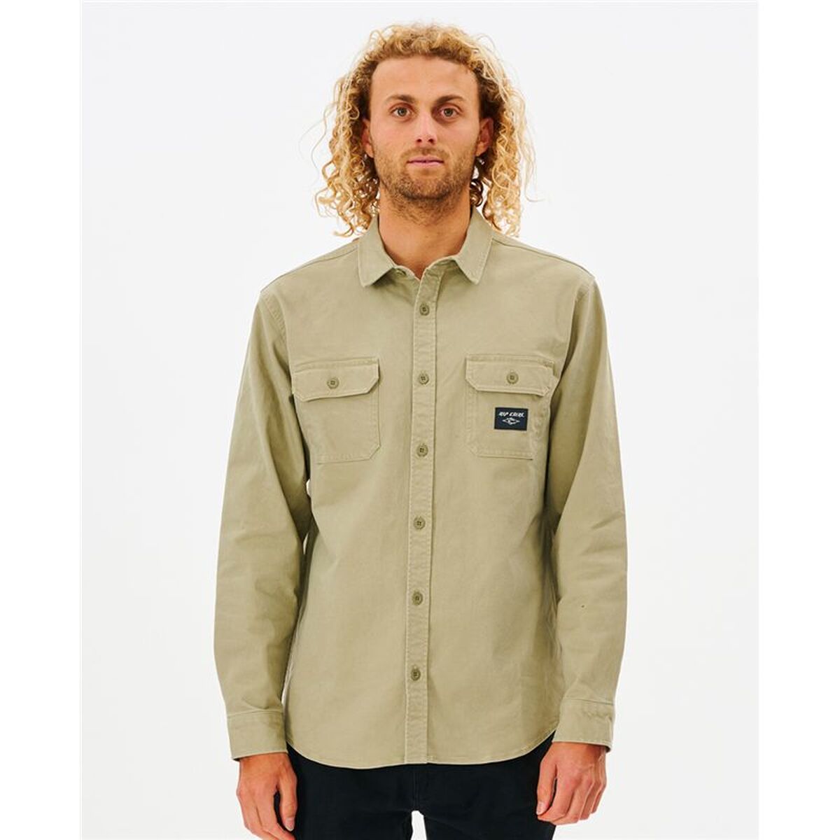 Mens Long Sleeve Shirt Rip Curl Epic Beige (S)