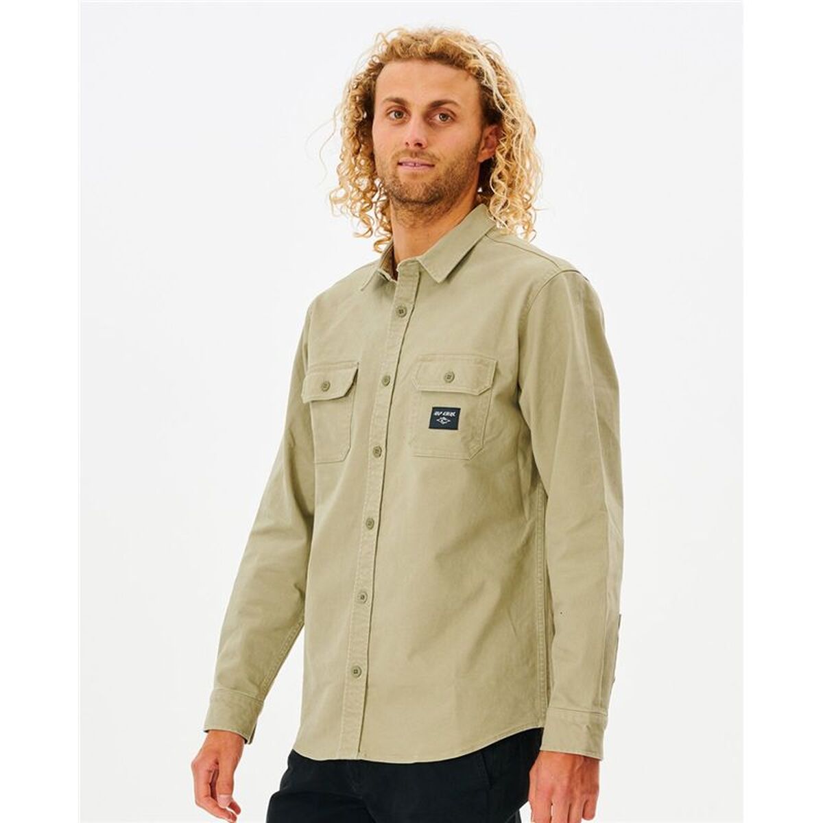 Mens Long Sleeve Shirt Rip Curl Epic Beige (S)