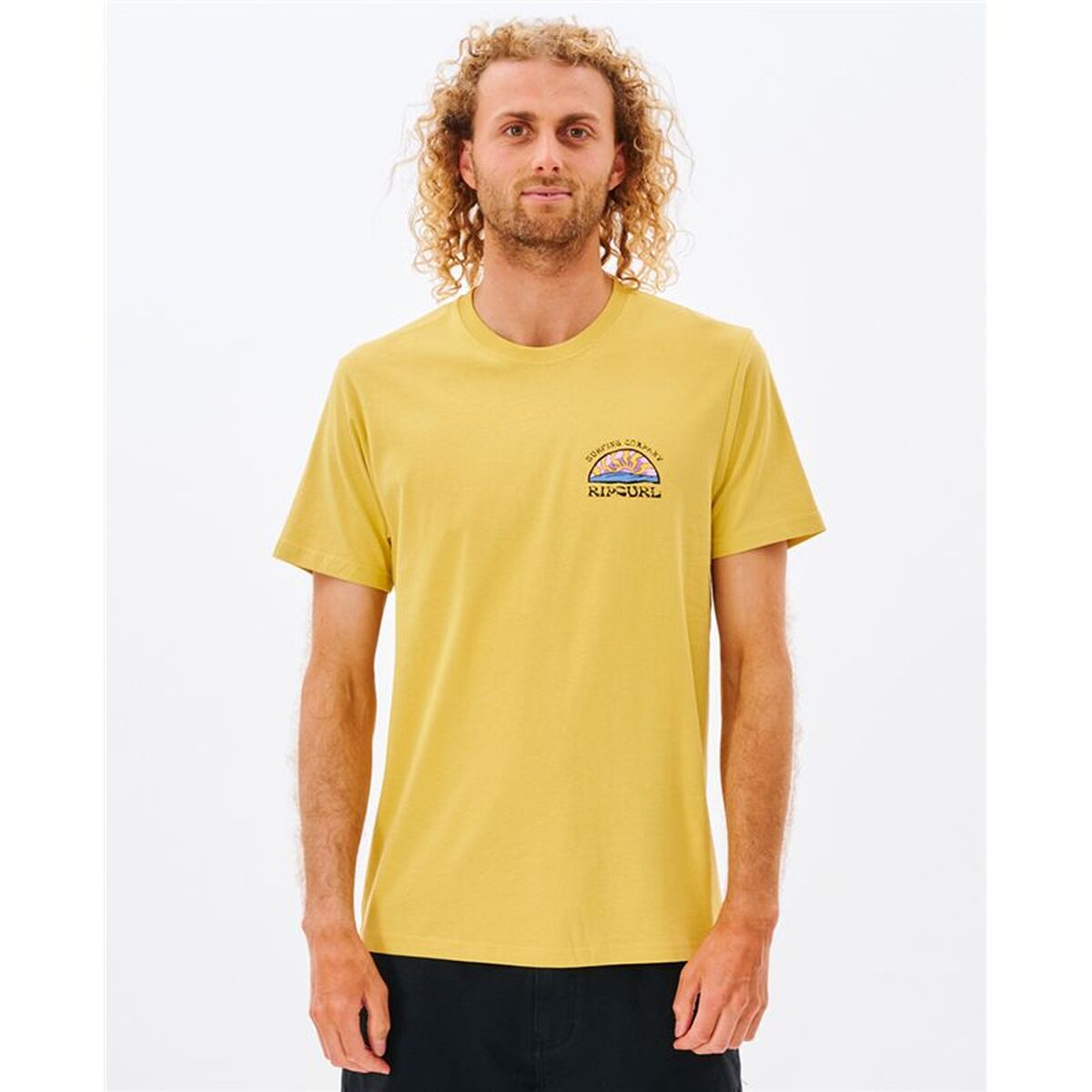 Mens Short Sleeve T-Shirt Rip Curl 00IMTE-8126 Yellow