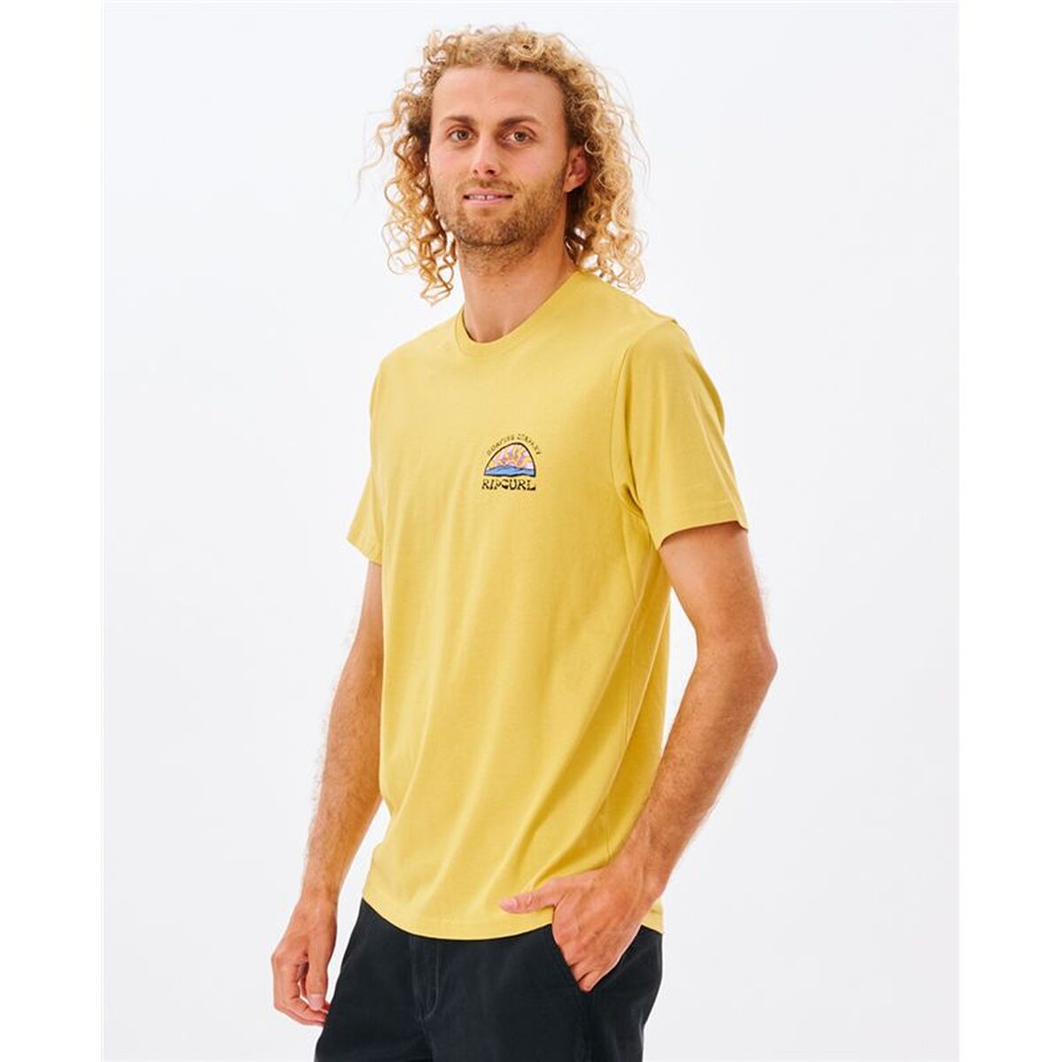 Mens Short Sleeve T-Shirt Rip Curl 00IMTE-8126 Yellow