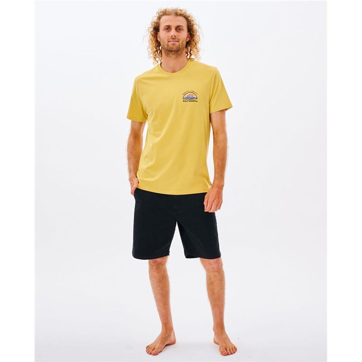 Mens Short Sleeve T-Shirt Rip Curl 00IMTE-8126 Yellow
